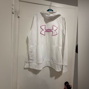 Under Armour White Hoodie with Pink Emblem